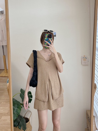 BFTS🧡 พร้อมส่ง TL1701 ชุดเซ็ตเสื้อแขนล้ำ+กระโปรง สวยทุกสี ผ้าเปลือกไม้ มีปลายทาง เดรส เสื้อยืด ชุดเซ็ท Y2K ชุดนอน