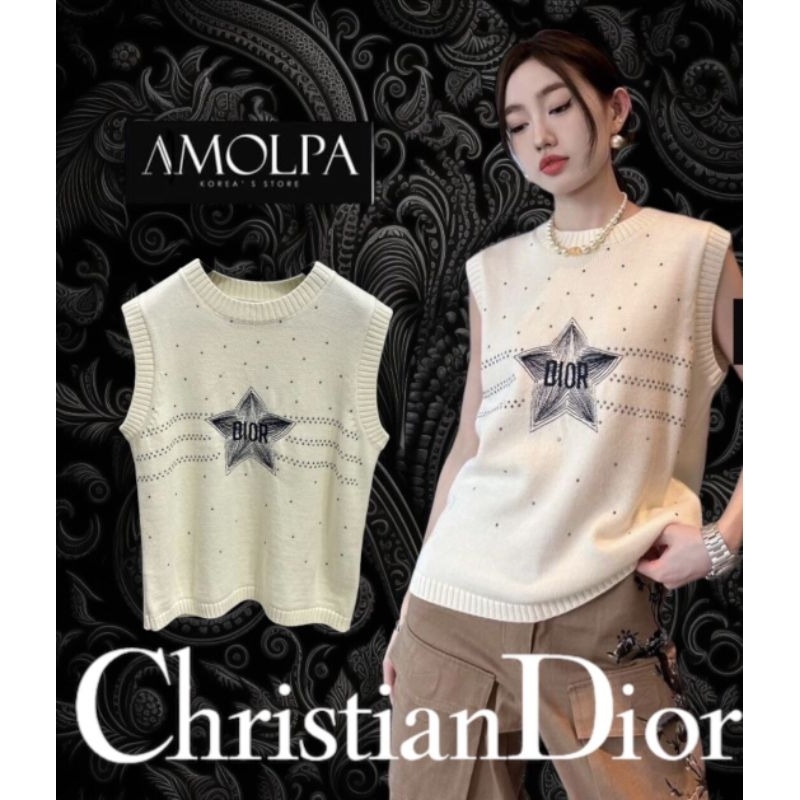 เสื้อกล้าม-christian-dior-knitt-2022ss-เนื้อผ้านิ่มมากกก-ด้านหน้าปัก-logo-dior-star-พร้อมเพชรฟุ้งเลยค่ะ