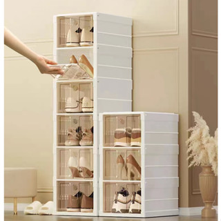 กล่องรองเท้าพับได้ กล่องใสเก็บ เปิดฝาด้านหน้า Rackshoe box