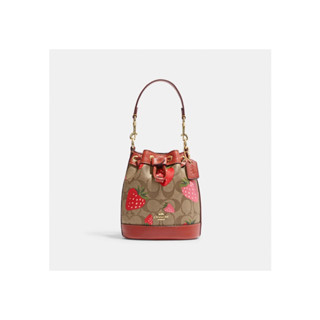 พร้อมส่ง!!!! Mini Dempsey Bucket Bag In Signature Canvas With Wild Strawberry Print