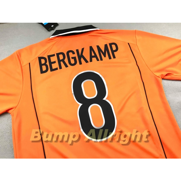 retro-เสื้อฟุตบอลย้อนยุค-vintage-ทีมชาติ-ฮอลแลนด์-เหย้า-holland-1998-8-bergkamp-9-kluivert-เสื้อเปล่า