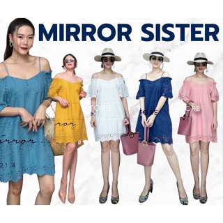 🔖ป้าย Mirrorsister 20721.4 เดรสปักลายลูกไม้ทรงหลวมๆ ดีไซน์สายเดี่ยวปาดไหล่ ช่วงแขนบานน่ารัก ลายปักฉลุสวยดูดี