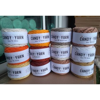 ไหมCotton cord Candy yarn 2.5mm.100gเชือกคอตตอนทอ สไตล์เกาหลี ถักโครเชต์  สำหรับถัก