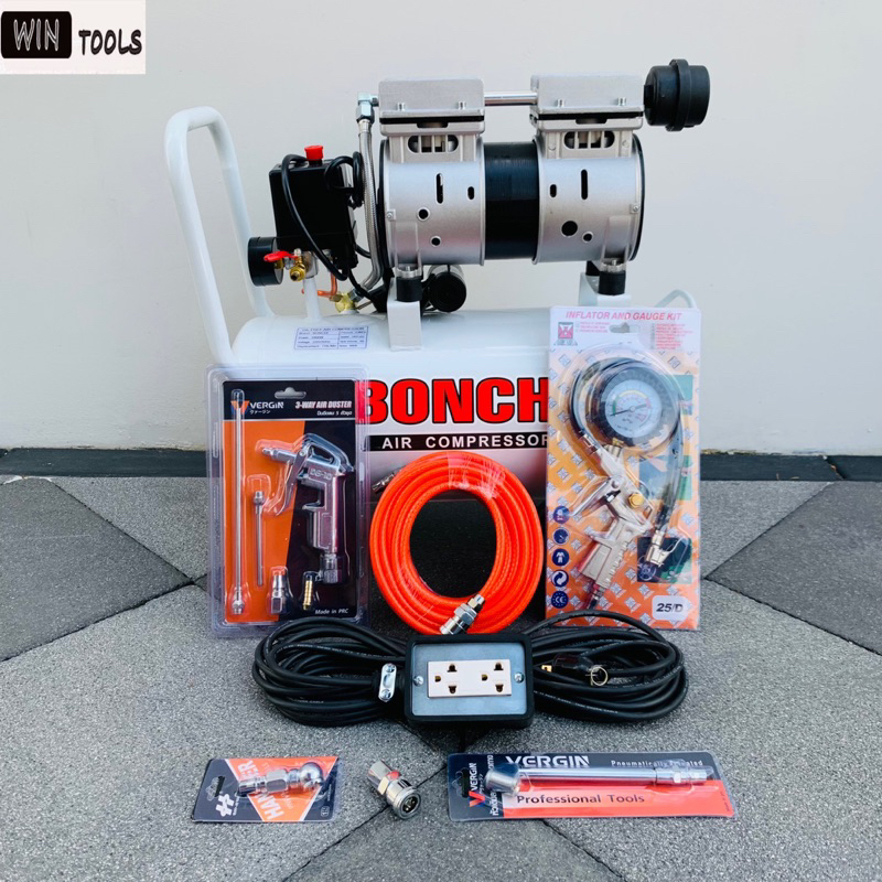Bonchi ปั๊มลม ถังลม ปั๊มลมออยฟรี 30 ลิตร รุ่น 1000W + อุปกรณ์เสริมตามใน ...
