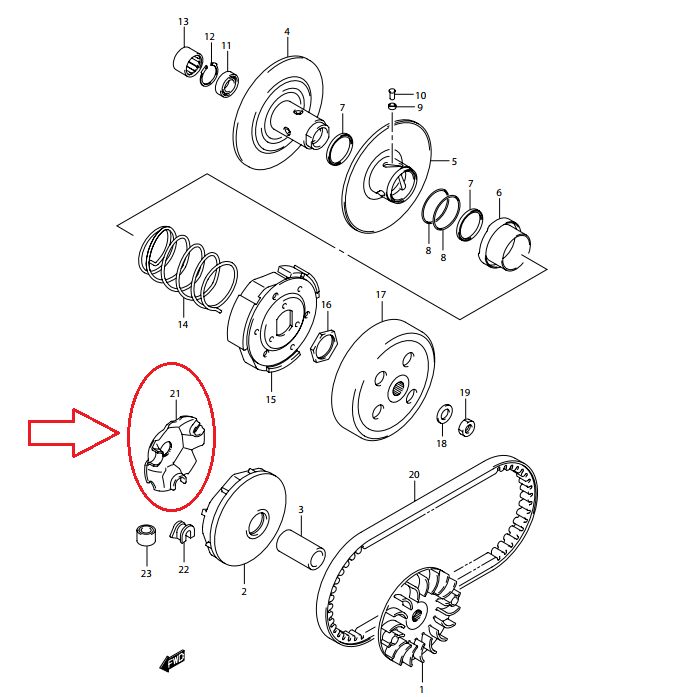 ปะกับตุ้มน้ำหนักแรงเหวี่ยง-jelato-skydrive-hayate-125-รุ่นหัวฉีด-แท้ศูนย์-suzuki-ซูซูกิ-เจลาโต้-สกายไดรฟ์