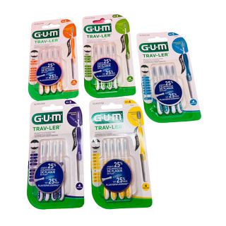 Gum TRAV-LER แปรงซอกฟัน สำหรับพกพา 4 ชิ้น/แพค proxabrush interdental brush
