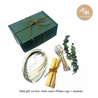 Aroma&amp;More  01 Mini gift set ชุดเซทไม้หอมพาโล ซานโต+ไวท์ เสจ+เปลือกหอยอะบาโลน Palo santo+White sage+Abalone shell