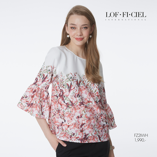 Lofficiel เสื้อผู้หญิง คอกลมแขนระบาย ลายดอกไม้ (FZ2IWH)