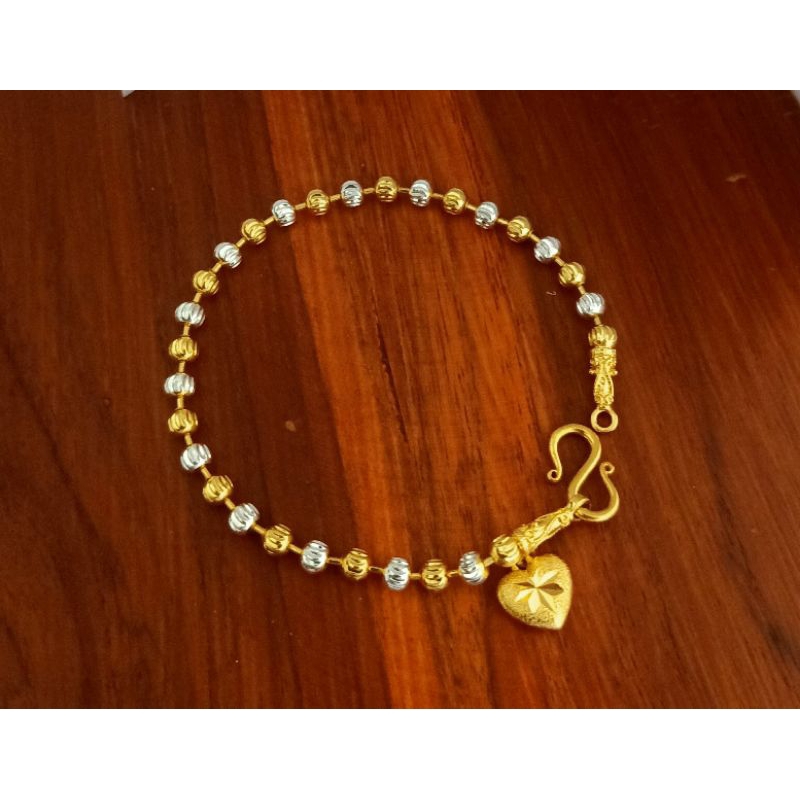 KW jewelry B01 สร้อยข้อมือ 2 กษัตริย์ 24k ลายเม็ดมะยม ขนาด 4 มิล