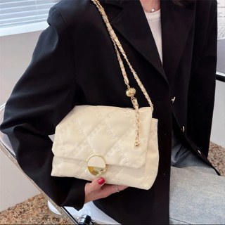 ❄️กระเป๋าสะพายไหล่,❄️ กระเป๋าโซ่สีขาวใหม่สบายๆกระเป๋ากระเป๋าทรงเหลี่ย กระเป๋าผู้หญิง