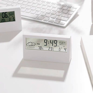 นาฬิกามินิมอล นาฬิกาตั้งโต๊ะ นาฬิกาปลุกดิจิตอล สไตล์ญี่ปุ่น ระบบใส่ถ่าน แสดงอุณหภูมิได้ เหมาะกับการนำไปตกแต่งห้อง