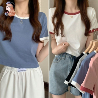 เสื้อยืดสีพื้น👚 คอกลมเเขนสั้น เนื้อผ้านิ่มใส่สบาย  พร้อมส่ง TS1074