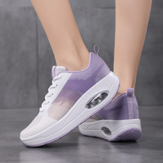 RUIDENG รุ่น 82254-สีม่วง รองเท้ากีฬา รองเท้าออกกำลังกายผู้หญิงเพื่อสุขภาพ ความสูง 5 cm. น้ำหนักเบา นุ่ม ระบายอากาศได้ดี