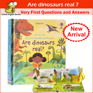 (ใช้โค้ดรับcoinคืน10%ได้) พร้อมส่ง หนังสือบอร์ดบุ๊ค เปิดปิดได้ Are dinosaurs real ? - Lift-the-flap Very First Questions and Answers หนังสือภาษาอังกฤษ by GreatEnglishBooks