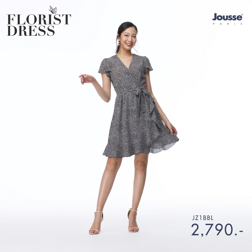 jousse-ชุดเดรส-dress-ชุดเดรสสีดำลาย-florist-ผ้าชีฟอง-แต่งระบาย-jz1bbl