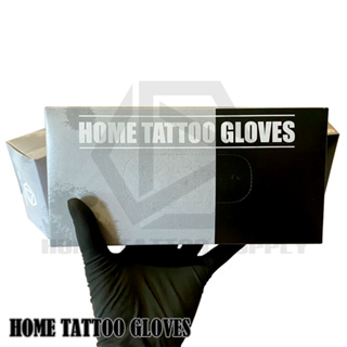 ภาพย่อรูปภาพสินค้าแรกของHome Tattoo Gloves ถุงมือสีดำ ถุงมือยาง Black Latex Gloves แพ็ค 50 ชิ้น สีดำ ไม่มีแป้ง ถุงมือดำเอนกถุงประสงค