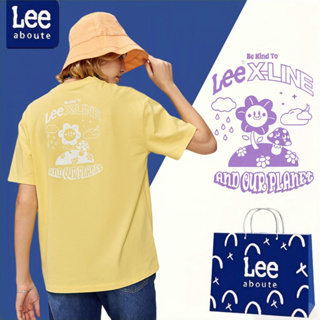 Lee® เสื้อยืดคอกลมแขนสั้น สไตล์พื้นฐาน#purpleplant ไซส์ใหญเสื้อยืดชายผู้หญิง เสื้อยืดผ้าฝ้ายคู่รัก # สีเหลือง รุ่น #1165