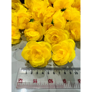 ดอกกุหลาบ ดอกกุหลาบบานสีเหลือง 1ถุง50ดอก ดอกกุหลาบบานสีเหลืองปลอม ดอกกุหลาบสีเหลืองผ้า หัวดอกกุหลาบมีรู