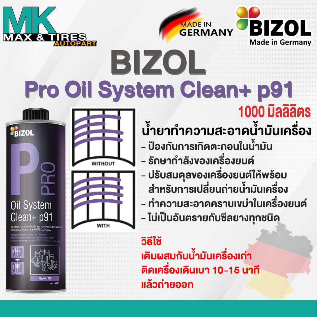น้ำยาทำความสะอาดน้ำมันเครื่อง BIZOL Pro Oil System Clean +p91 500ml