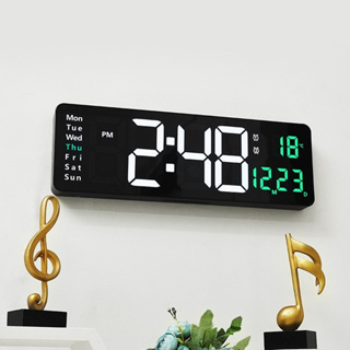 นาฬิกาแขวนดิจิตอล 16 นิ้ว นาฬิกาปลุกขนาดใหญ่ มีรีโมทปรับควบคุม แสดงวันที่ อุณหภูมิ แสดงผล LED นาฬิกา