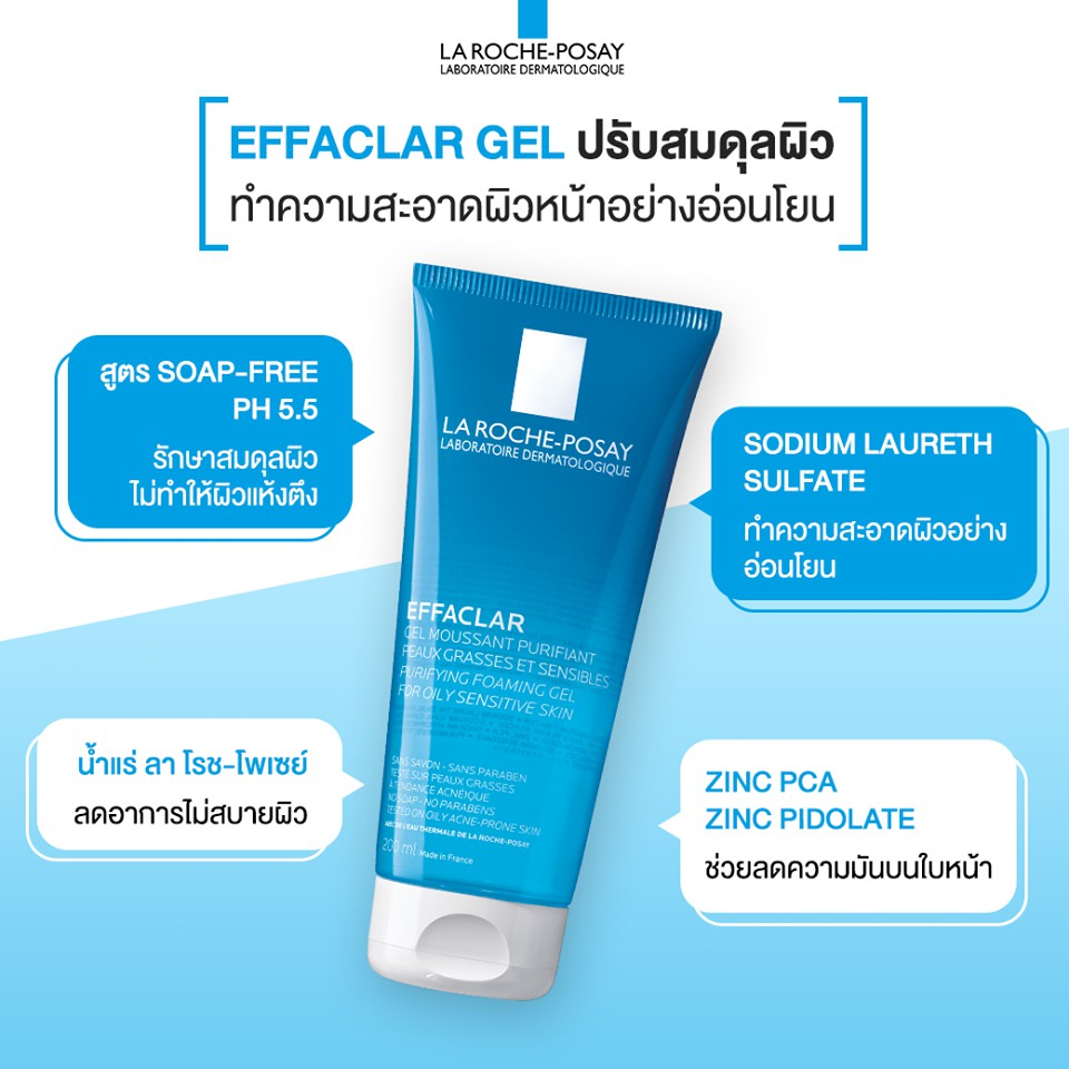 la-roche-posay-effaclar-gel-เจลล้างหน้า-คลีนซิ่งทำความสะอาดผิวหน้า