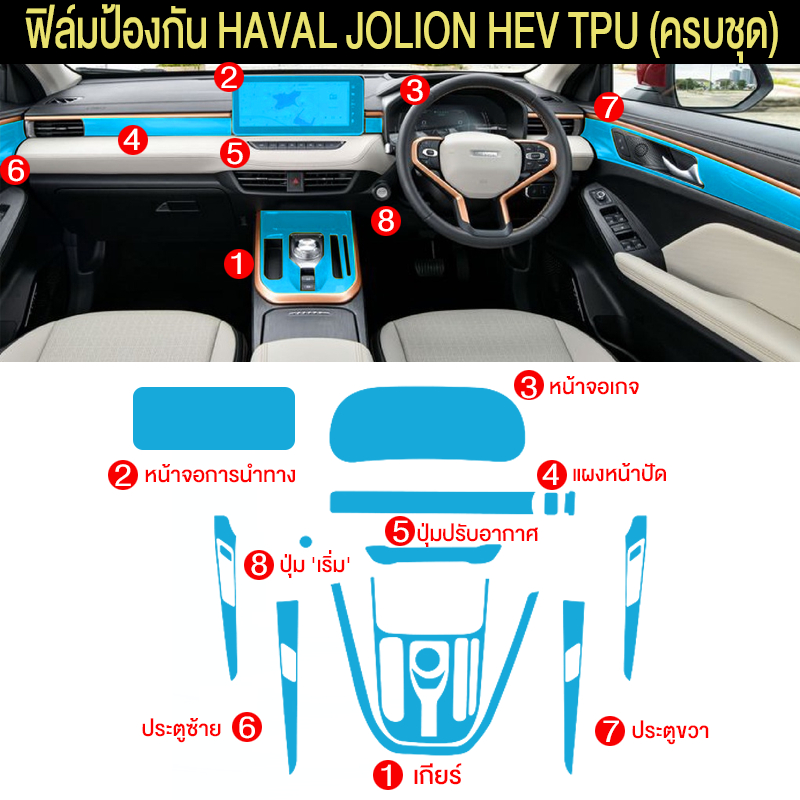 gwm-haval-jolion-hev-ฟิล์มกันรอยรถยนต์-ฟิล์มกันรอยภายใน-ฟิล์ม-tpu-190ไมครอน-เกรดดีที่สุด-ยืดหยุ่น-ซ่อมรอยเองได้