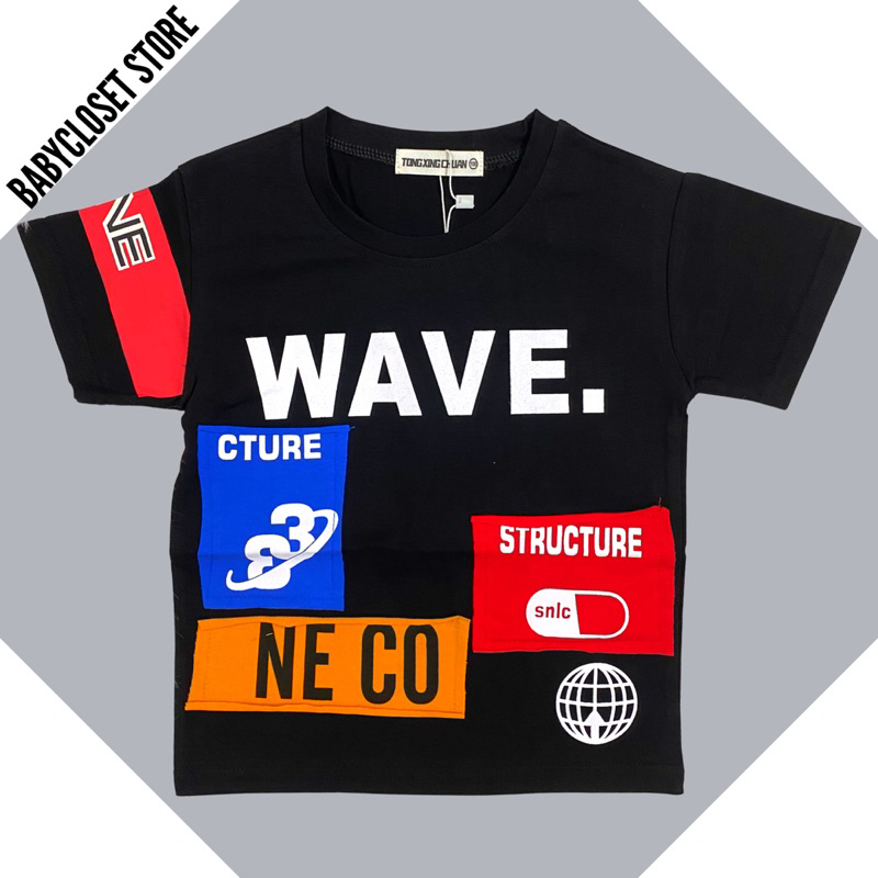 เสื้อยืดเด็กwave-เด็กอายุ-1-14ปี-ผ้าเกาหลี