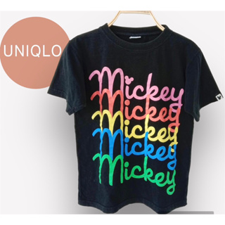 cotton x Disney Mickey สกรีนหน้าหลังสวย สีดรอป สภาพ 50%  อก 34 ยาว 21 Code : 833(6)