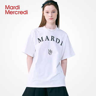Mardi Mercredi เสื้อยืดแขนสั้น พิมพ์ลายโมโนแกรม ทรงหลวม สไตล์เกาหลี แฟชั่นฤดูร้อน สําหรับผู้ชาย และผู้หญิง เสื้อยืด