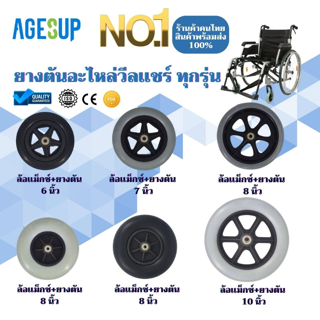ล้อ-อะไหล่ยางตันpu-ล้อรถเข็นผู้ป่วย-อะไหล่ล้อยางรถเข็นวีลเเชร์-ยาง-12-14-16-20-22-24-ขายเป็นเส้น-ข้าง