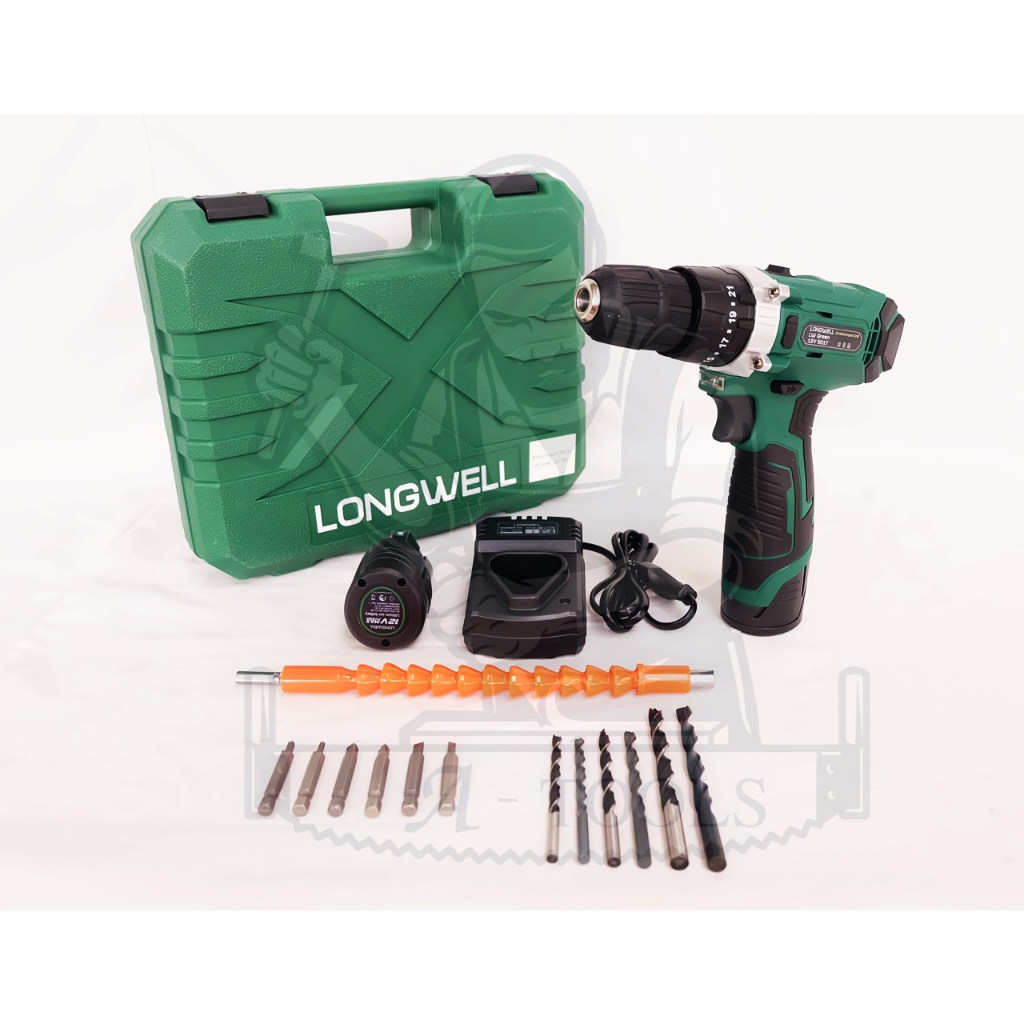 longwell-สว่าน-กระแทกไร้สาย-ลองเวล-lw-green-12v-501t-เจาะไม้-เหล็ก-ปูน-ปรับได้ถึง21ระดับ-ส่งเร็ว-ของแท้100