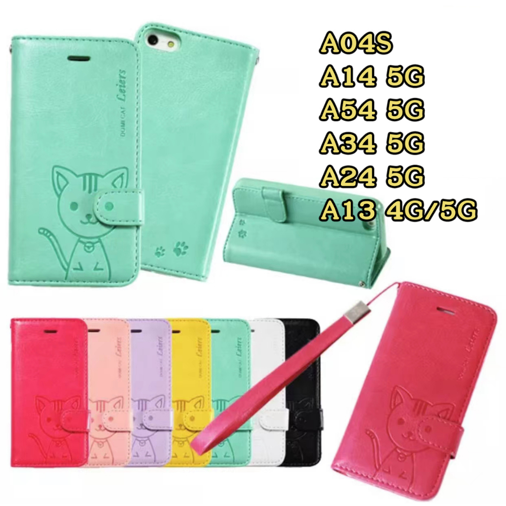 เคสฝาพับ-ล็อค-สำหรับ-samsung-a14-5g-a54-5g-a34-5g-a13-4g-a04s-a13-5g-a24-5g-a12-m12-เคสฝาพับหนัง-เคสมีแม่เหล