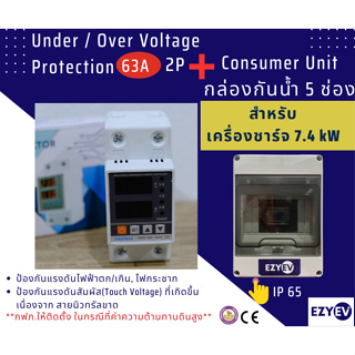 (จัด SET ชุดสุดคุ้ม) อุปกรณ์ป้องกันแรงดันตก แรงดันเกิน (ไฟตก ไฟเกิน) TAXNELE TVPS1-63C Under/Over Voltage Protection, Au