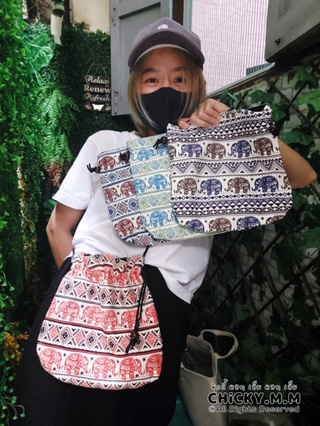 𓃰 กระเป๋าสะพายผ้า ลายช้าง Thai style bag ของฝากต่างชาติ