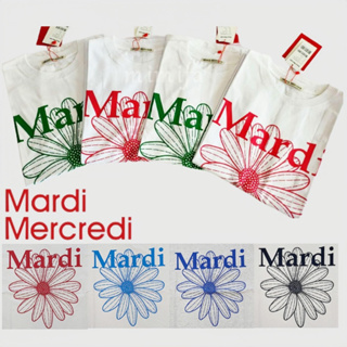 Mardi Mercredi จัดส่งฟรี เสื้อยืด พิมพ์ลายดอกไม้ เสื้อยืดแขนสั้น ผ้าฝ้าย สไตล์เกาหลี สําหรับผู้ชาย และผู้หญิง เสื้อยืด