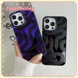 🍑CasePhoneg🍑พื้นผิวกระจก ลายงู เจ๋ง ระดับสูง สีดำ 11 14 pro max ป้องกันการหล่น ขอบเต็ม case for iPhone 12 13