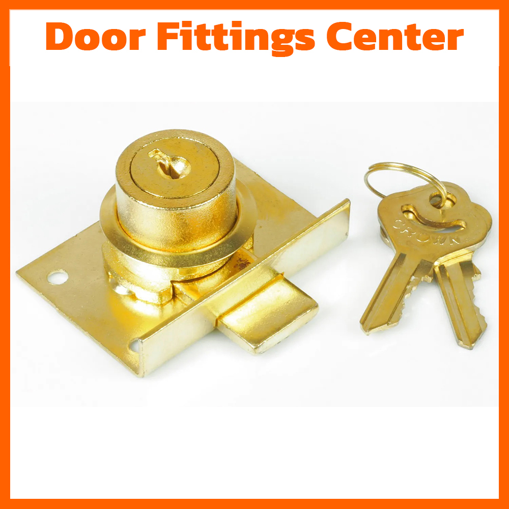 พร้อมน๊อต-กุญแจลิ้นชัก-crown-1-กุญแจสีทอง-กุญแจเก๊ะ-กุญแจเฟอร์นิเจอร์-drawer-lock-cabinet-lock-กุญแจตู้