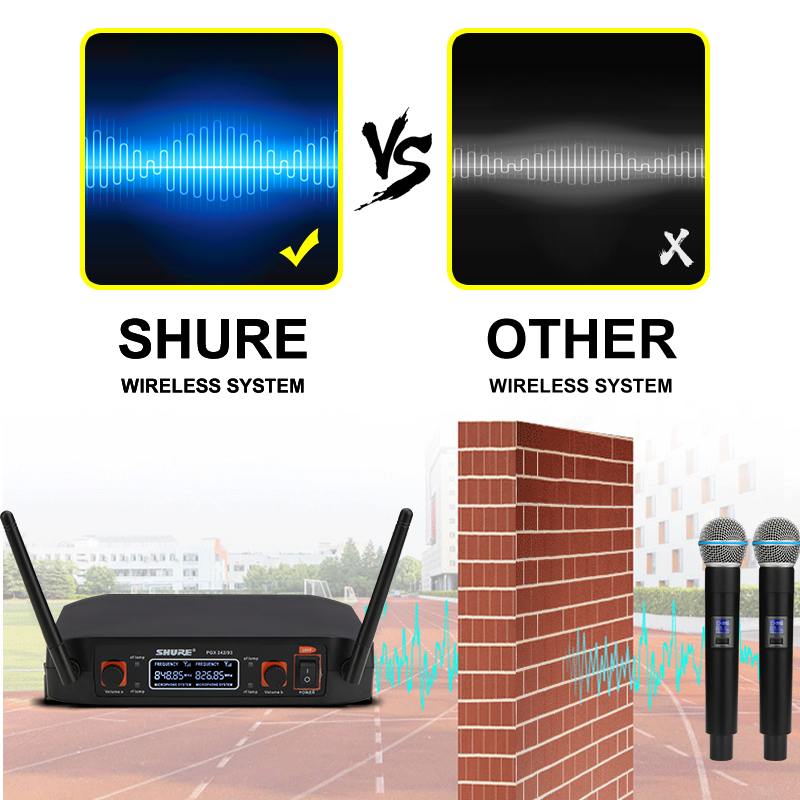 shure-pgx-242-93-ขายดีที่สุดไมโครโฟนไร้สายเวทีวงดนตรีประสิทธิภาพเครื่องรับไมโครโฟนไร้สาย-800hmz-ชุดใหม่ของไมโครโฟนไร้สาย