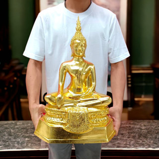 ALN888พระพุทธรูปปางสะดุ้งมาร งานทองเหลืองปิดทองทั้งองค์ หน้าตัก9นิ้ว(องค์ใหญ่มาก) งดงามเหมือนพระพุทธรูปทองคำ