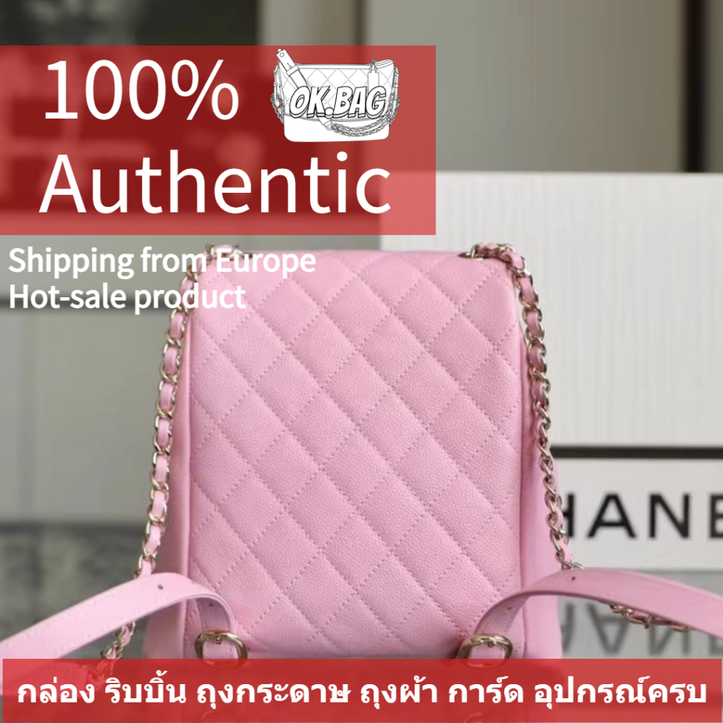 ชาแนล-chanel-23p-large-calfskin-pink-backpack-สุภาพสตรี-กระเป๋าสะพายไหล่