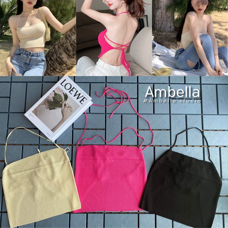 ambella-เสื้อผูกหลังไหมพรม-สายไขว้หลัง-งานน่ารัก-ครอปไหมพรมสีสันสวยงาม-สายผูกคอเซ็กซี่