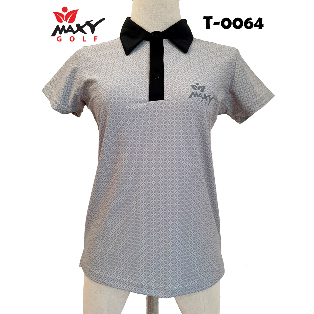 เสื้อโปโลผู้หญิง-polo-สำหรับผู้หญิง-ยี่ห้อ-maxy-golf-รหัส-t-0064-ไม้ประดับเทา