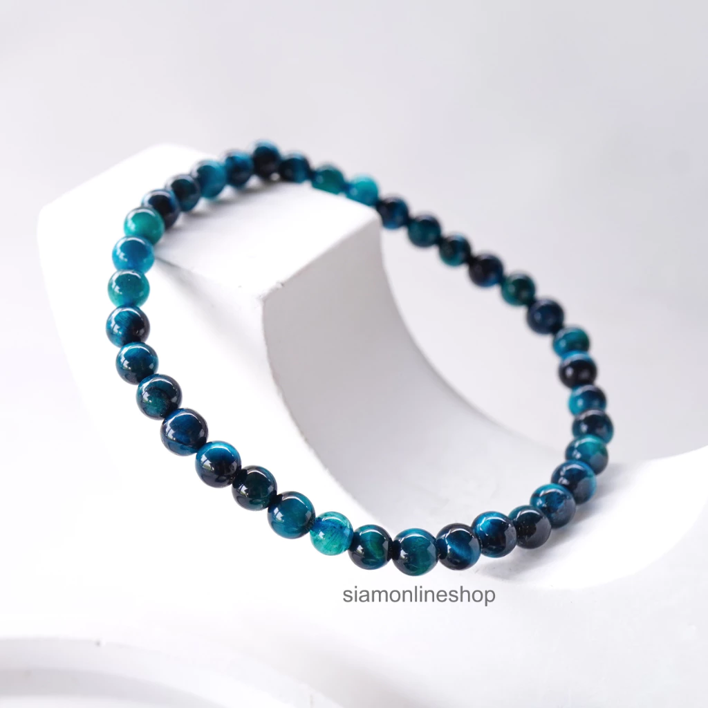 ROYAL BLUE TIGEREYE หินไทเกอร์อาย สีรอยัลบลู เลือกขนาดเม็ดหินได้ สร้อยข้อมือหินแท้ https://wayoza.com