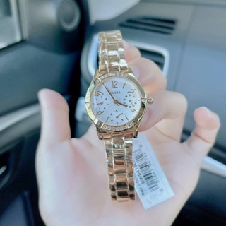 (ผ่อน0%) นาฬิกาสแตนเลส สีทอง GUESS Analog Gold Dial Womens Watch-GW0413L2 ✔️หน้าปัด 29 มม. ✔️ประกันศูนย์ CMG