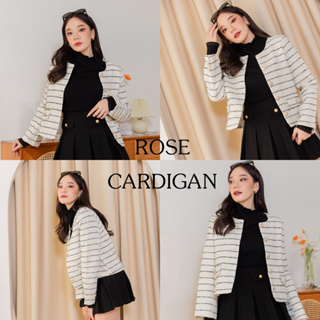 ROSE cardigan ผ้าทวิตลายขาวดำ