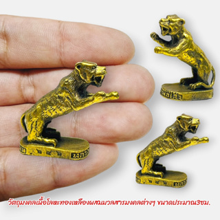 AMU]O1พญาเสือตะปบเหยื่อ หลวงพ่อไสว วัดปรีดาราม งานทองเหลืองประมาณ3ซม.
