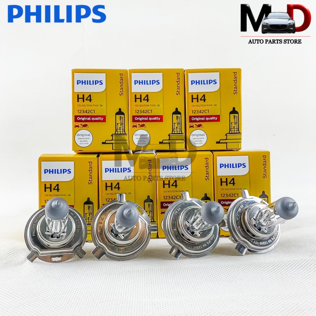 หลอดไฟ ฟิลลิป PHILIPS H4 12V 60/55W P43t-38 รหัส 12342C1 | Shopee Thailand