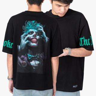 DOSH OVERSIZED SHORT SLEEVE T-SHIRTS JOKERเสื้อยืดโอเวอร์ไซส์ DBMT5301-BL