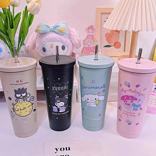 April Sanrio Kuromi Mymelody Cinnamoroll 710ml แก้วน้ำสแตนเลส แถมฟรีหลอดสแตนเลส เก็บความเย็น 20oz