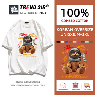 FILA ⚡จัดส่งฟรี⚡️ เสื้อยืดแขนสั้น ผ้าฝ้าย ทรงหลวม ลาย Drew House Bear Niche แฟชั่นฤดูร้อน สไตล์อเมริกัน สําหรับผู้ชาย